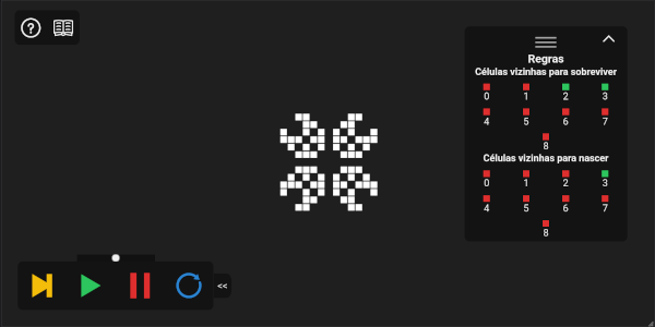 Uma captura de tela referente ao projeto 'Game of Life'